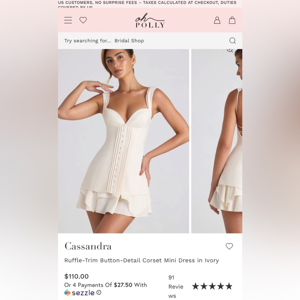 Oh Polly Cream Tie-Back Dress